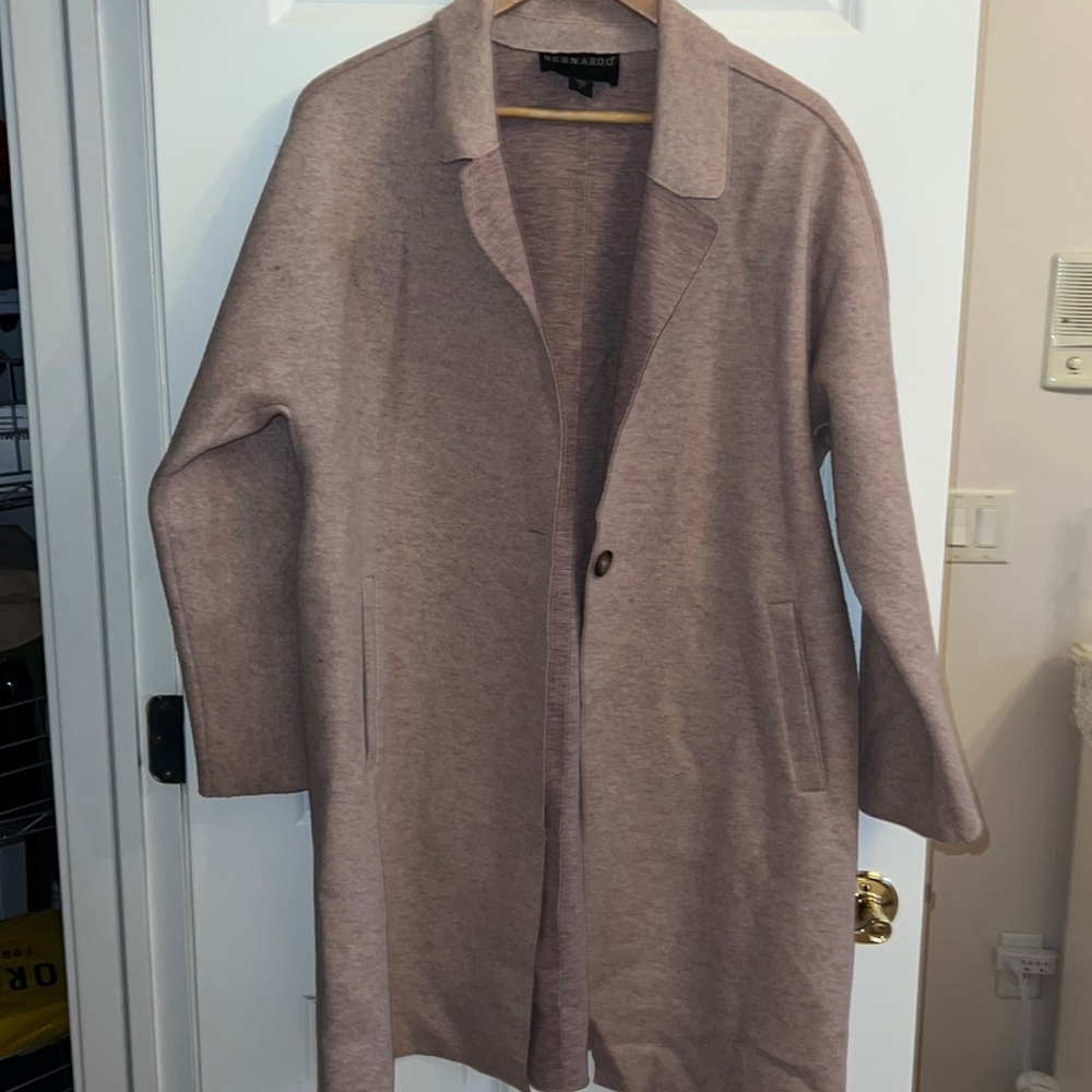 Bernardo Revolve Blush Pink Sweater Coat Pea Coat One Button Jacket Large